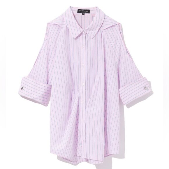 NWT Tox Tout A Coup Striped Cut Out Button Down Shirt size XS - Picture 1 of 14